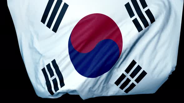 South Korea Unfolding Flag