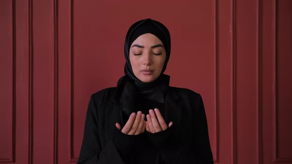 Muslim Woman in Hijab Praying Namaz