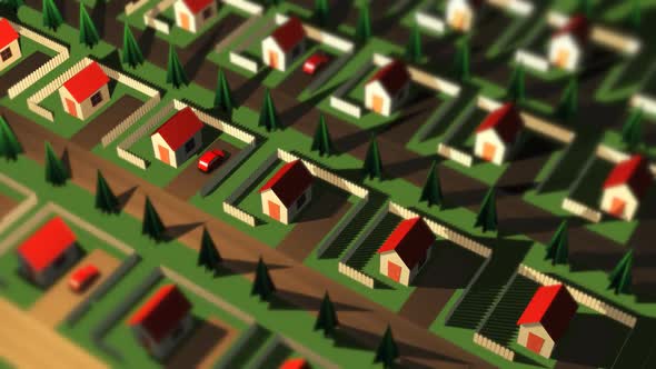 Timelapse of the suburbs. Aerial view of calm neighborhood with small houses. alt