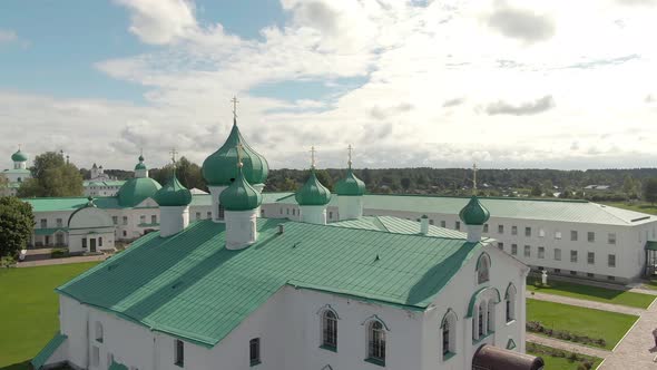 Alexander Svirsky Monastery Beautiful Summer Aerial Footage alt