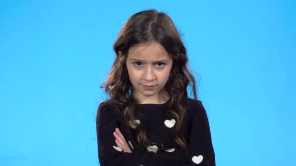 Teenage Girl Is Looking Offended, Refusing and Then Rejoicing, Smiling. alt