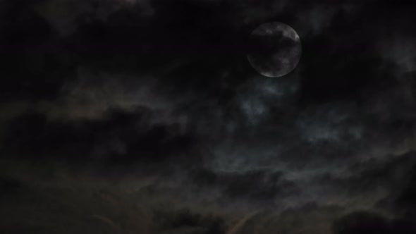 Mysterious Night Sky With Full Moon Dramatic Clouds In The Moonlight From Full Moon By Photovs
