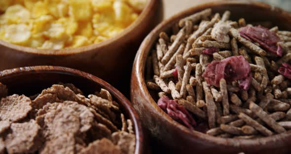 Bowls of various breakfast 4k alt