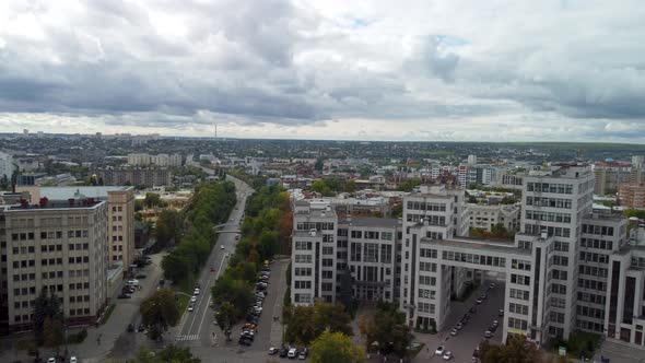 Derzhprom and University, Kharkiv city aerial view