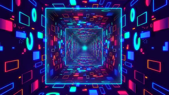 Endless neon tunnel