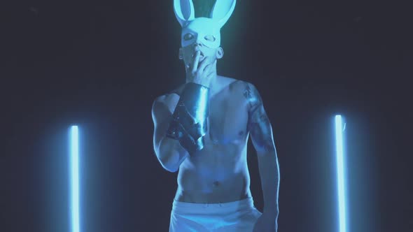 Sexy Man Dancing in a Rabbit Mask