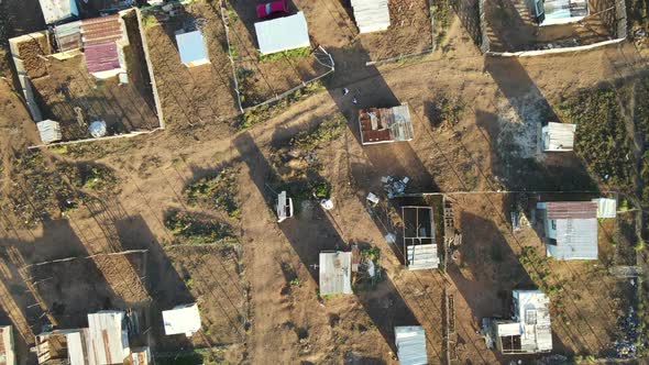Drone View Flying Over Informal Settlement in South Africa