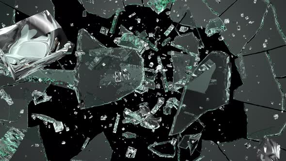 The bullet smashes into the glass and shatters it. alt