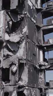 Vertical Video of a Destroyed Residential Building in Ukraine During the War alt