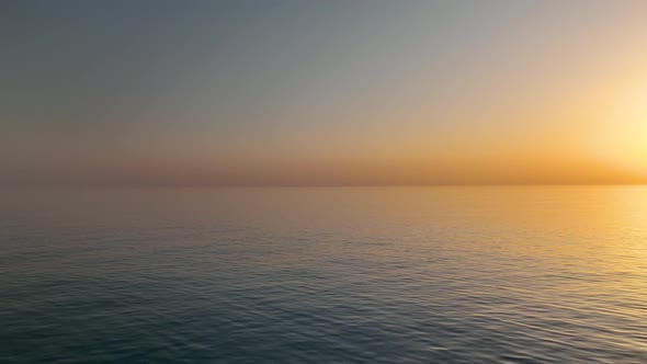 Foggy Sunset at sea aerial view 4 K Turkey Alanya alt