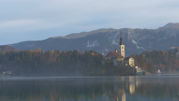 Church on a lake shore