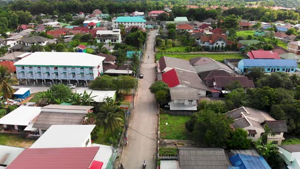 Aerial view of a neighborhood street in Chiang Rai, Thailand., Stock ...