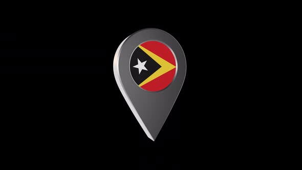 3d Animation Map Navigation Pointer With East Timor  Flag With Alpha Channel  - 2K alt
