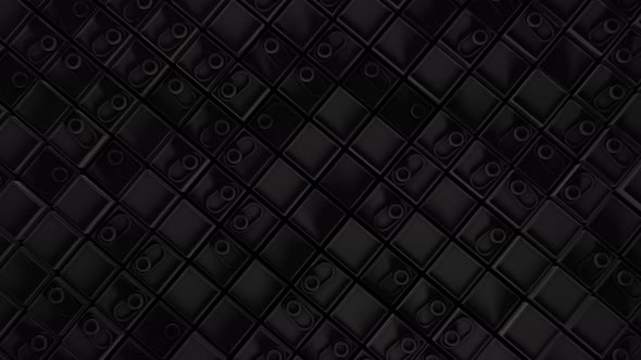 Black minimalism color  geometric abstract video with switches and cubes.