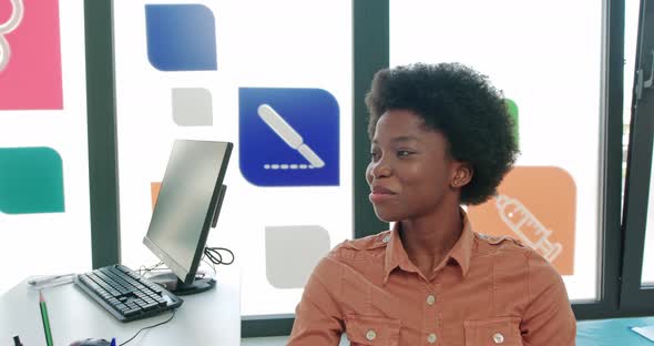 Close Up of Beautiful African American Woman Patient Listening To Doctor at alt