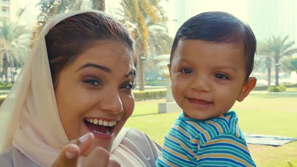 Mother and son at the park alt