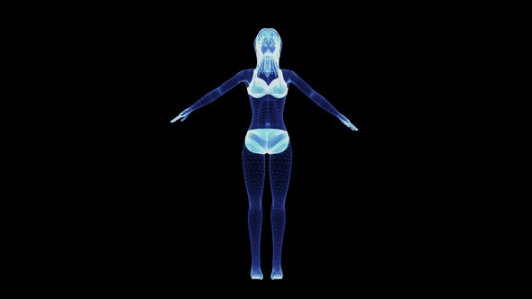 The Hologram of a Rotating Female Body in Lingerie