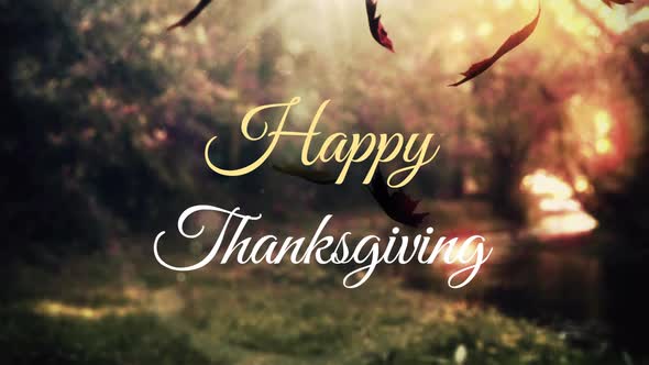 Happy Thanksgiving and leaves falling, Motion Graphics | VideoHive