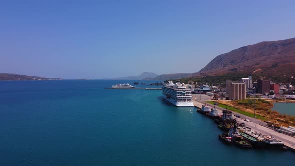 Aerial View of the Beautiful City of Chania with It's Old Harbor and the Famous Lighthouse Crete alt
