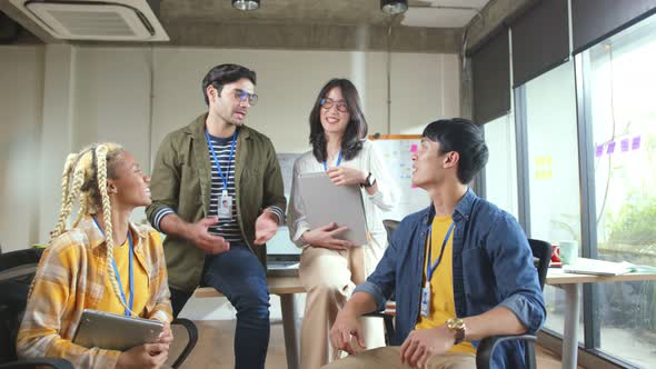 portrait of ux ui designer startups fintech staff company casual conversation discussion together alt