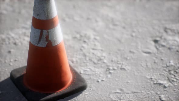 Orange and White Striped Traffic Cone alt