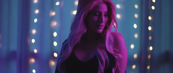 Beautiful pregnant woman in black underwear enjoying harmony with herself, feeling free and happy alt