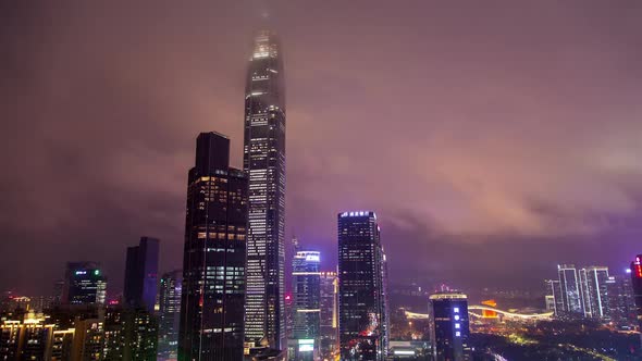 Timelapse Large Skyscrapers of Futian District in Shenzhen alt