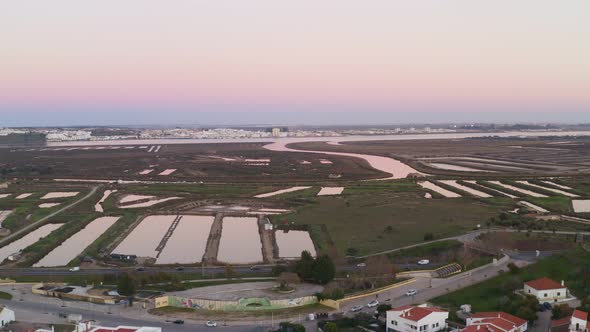 Castro Marim city aerial drone view in Algarve, Portugal
