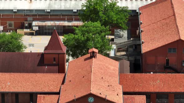 Prison courtyard with inmate. Texas Prison System in USA. American jail and Dept of Corrections Head alt