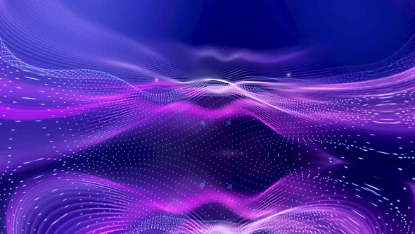 Purple color colorful Particles wavy line animation. A 14