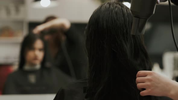 Hair Care In Fashion Studio. Beautiful Young Woman. alt