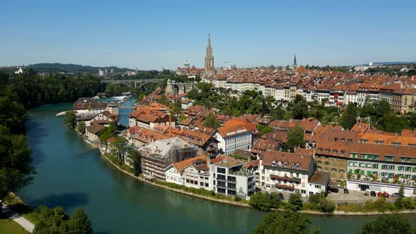 The Historic District of Bern in Switzerland From Above  the Capital City Aerial View alt
