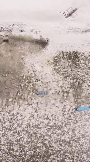 Tanzania  Vertical Video of Low Tide in the Ocean Near the Coast of Zanzibar Slow Motion alt