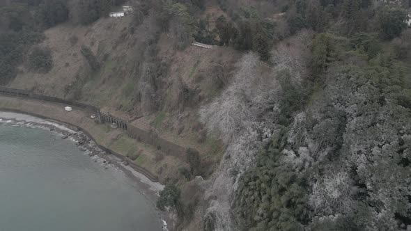 Aerial view of beautiful Black sea coast located at area of Mtsvane Kontskhi. Georgia alt