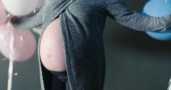 Maternity Baby Announcement Reveal Boy Or Girl Concept Side Profile View Of Baby Belly alt