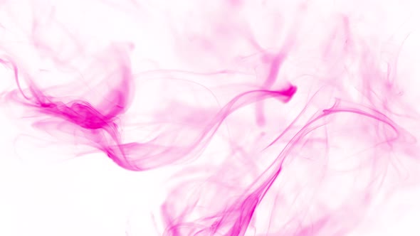 Super Slow Motion Shot of Flowing Pink Smoke Isolated on White Background at 1000Fps alt