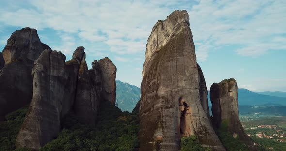 Aerial View Of The Mountains And Meteora Monasteries In Greece alt