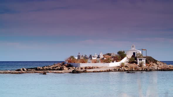 Chapel and Cemetery on Sea, Agios Fokas Greece alt