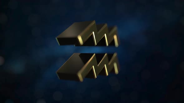 Rotating Gold Aquarius Zodiac Sign alt