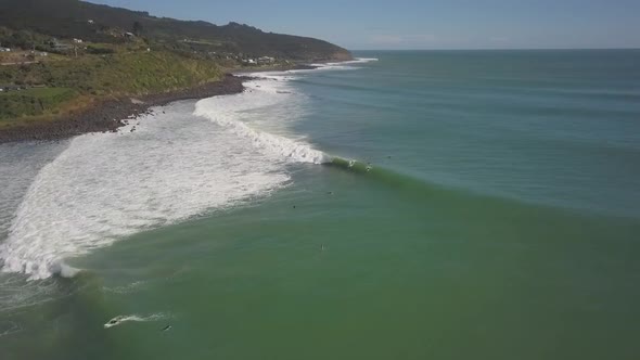 Surfers in New Zealand aerial view