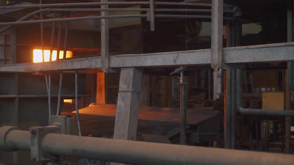 Steel Mill Steel Pipe Production Process of Transporting Steel Hot Tube From the Furnace Steel alt