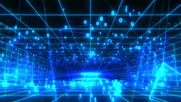Tunnel Code Grid Fly Through Tech Background alt