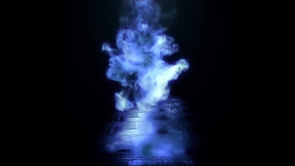 Colored Smoke Descends On The Reflection In The Floor