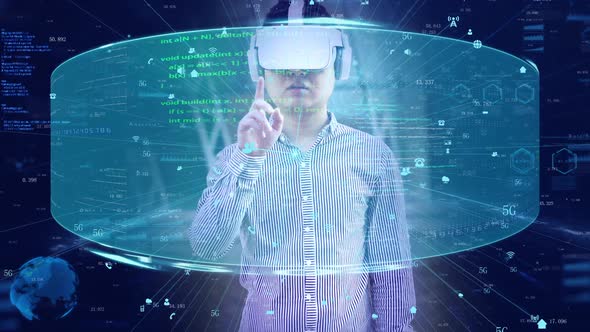 Vr Technology Big Data Ai  Program Code Science Fiction Virtual Screen Display alt