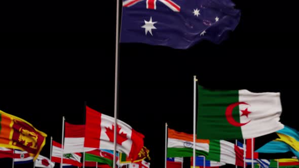 Australia Flag With World Flags In Alpha Channel