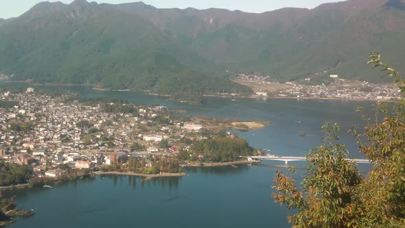 An Aerial View of the Kawaguchiko Tenjozan Park in Japan alt