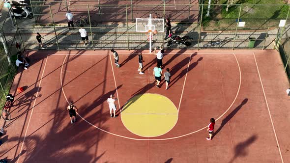 Basketball court Aerial View 4 K Alanya Turkey alt