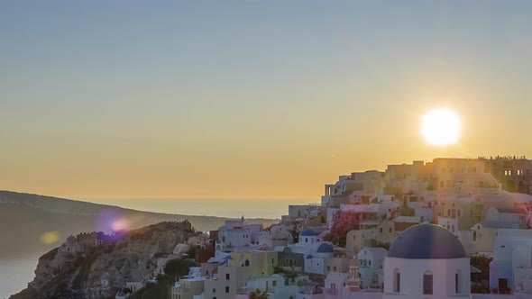 Sunset Over the Rooftops of Oia on the Island of Thira