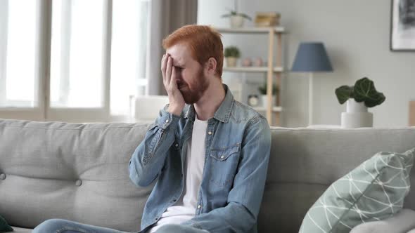 Crying Sad Beard Man Lying in Bed alt