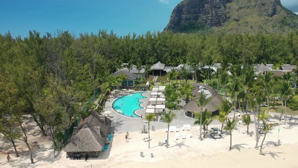 Beach with Luxury Hotel White Sand and Turquoise Water of the Indian Ocean Mauritius Africa